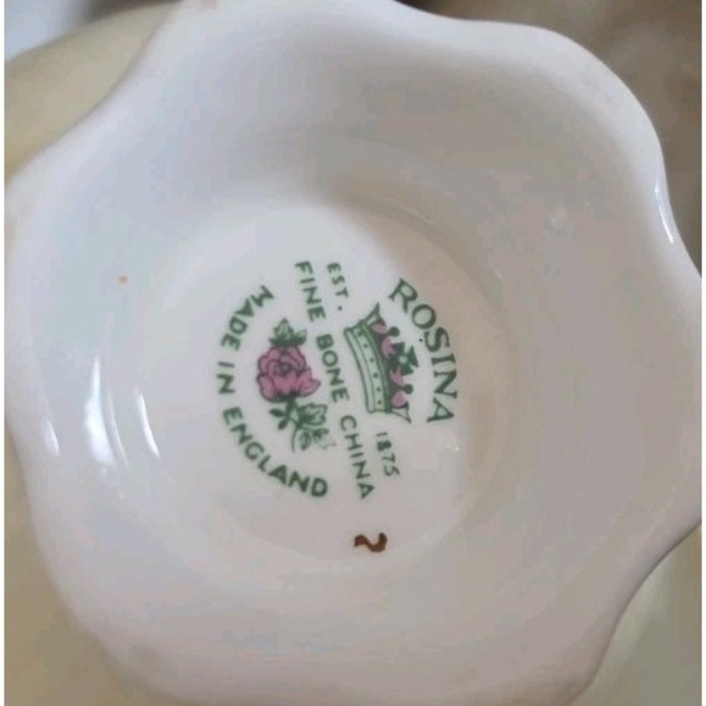 Rare VTG Rosina China Company Teacup Saucer Green Gold Grandmacore Cottagecore - Picture 3 of 8
